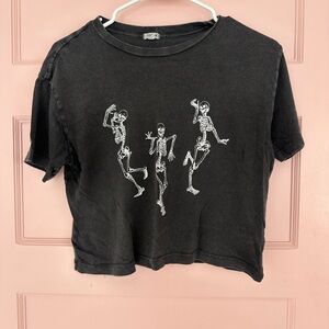 Garage Black Skeleton Crop T-Shirt